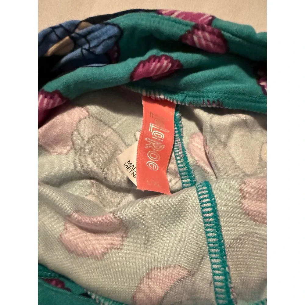 LuLaRoe Kids L/XL Leggings Bundle Disney Minnie Mouse Teal & Heart Print 2 Pack